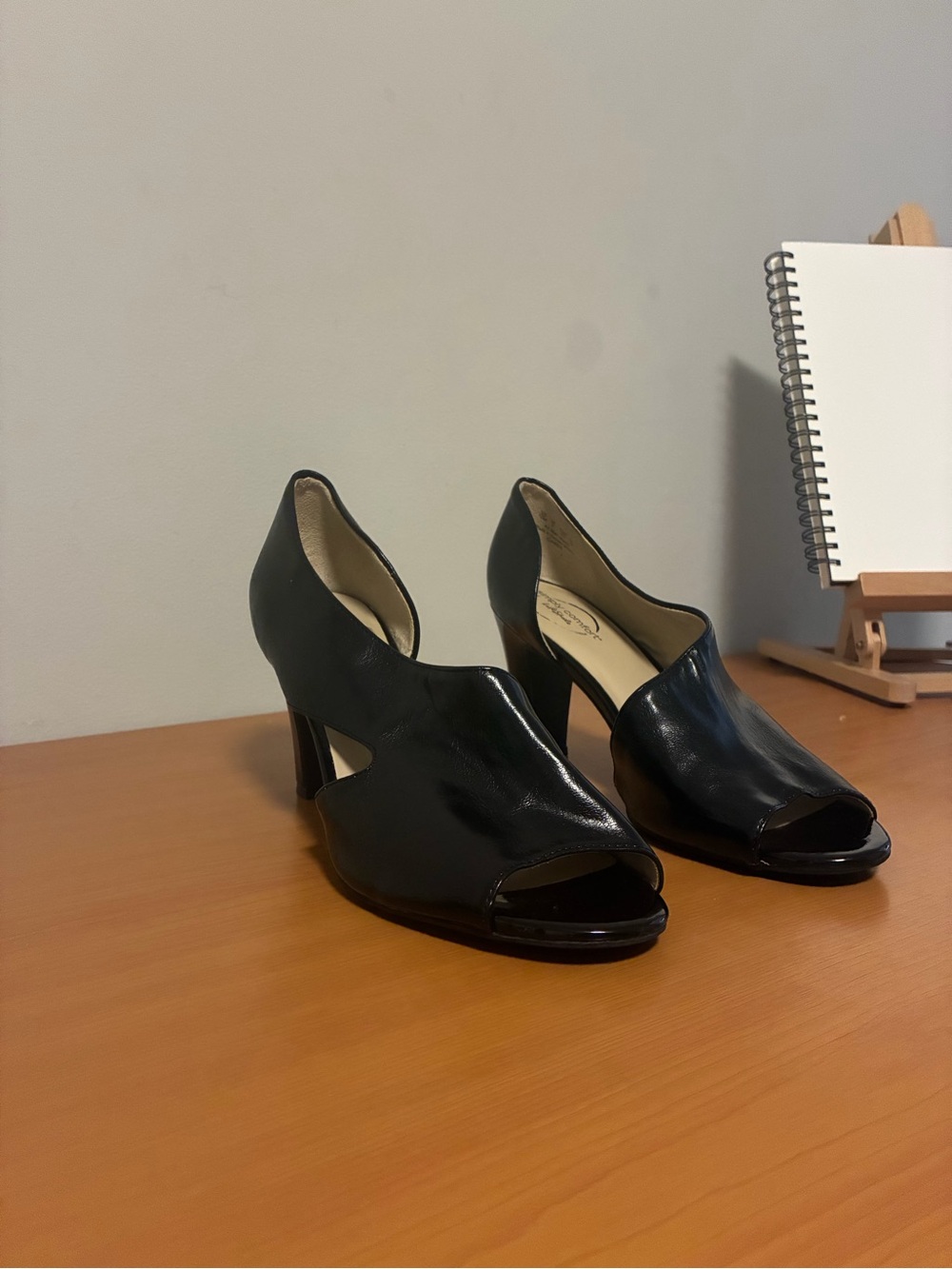 Women's Black Open-Toe Cutout Heels